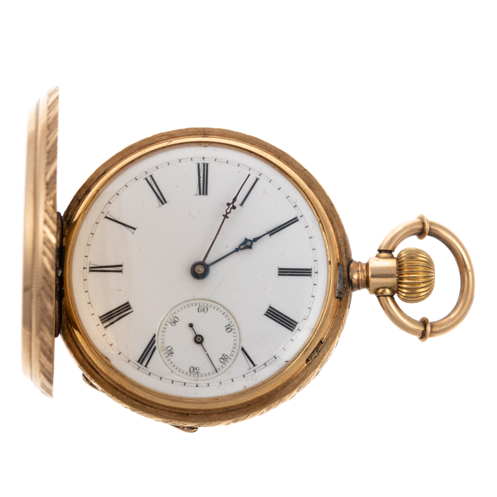 A 14K YELLOW GOLD HUNTER CASE