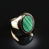 A 14K YELLOW GOLD, MALACHITE,