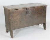 A 17th century boarded oak cof