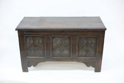 A 17th Century oak chest, the