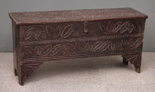 A 17th Century oak plank coffer