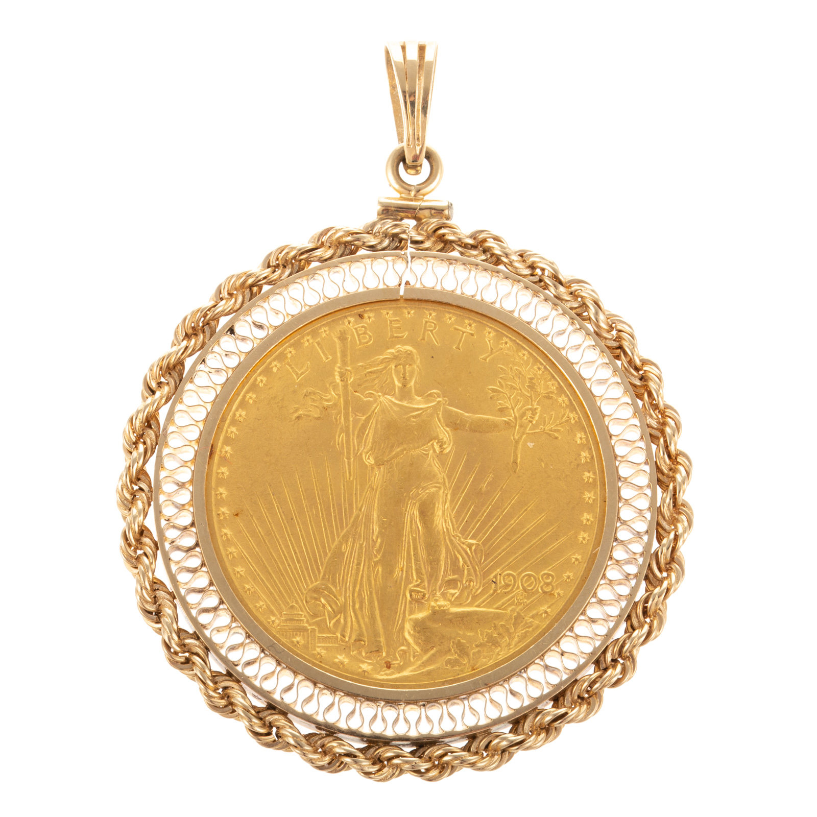 A 1908 $20 SAINT GAUDENS DOUBLE