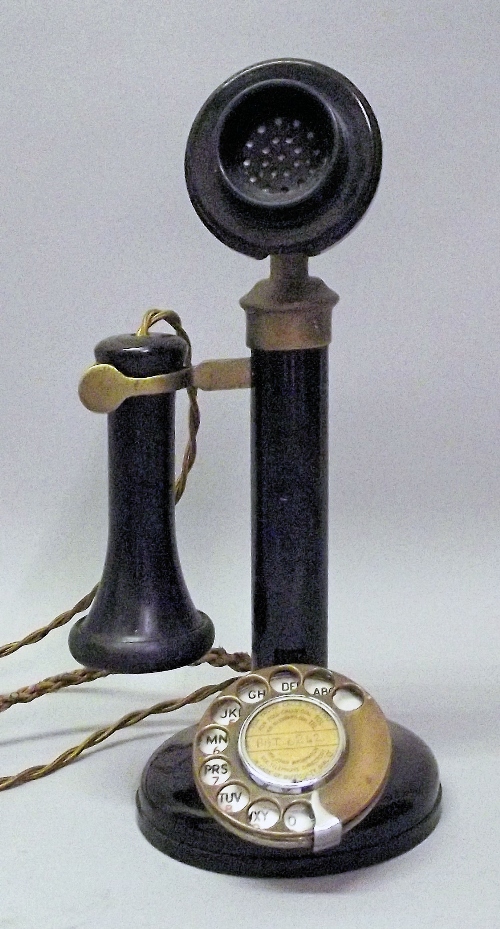 A 1920s candlestick telephone