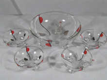 A 1930's glass dessert set of a