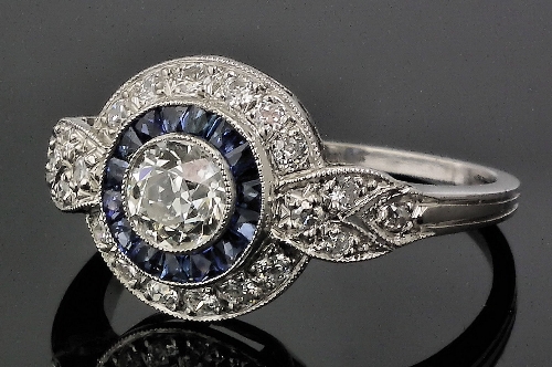 A 1930s platinum mounted sapphire