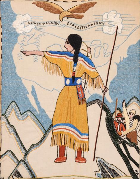 A 1936 FOLK ART 'NEEDLEWORK