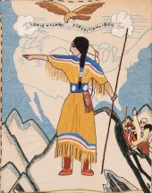 A 1936 FOLK ART 'NEEDLEWORK TA