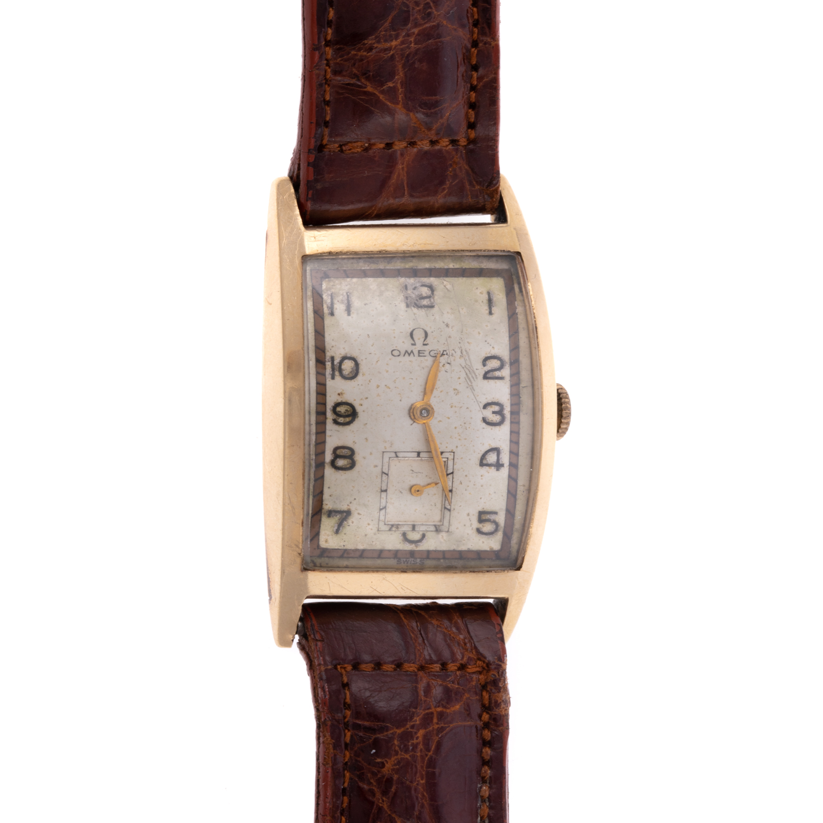 A 1940S OMEGA TANK WRIST WATCH IN