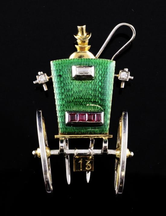 A 1950's Italian 18ct gold enamel