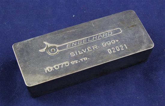 A 1970's silver ingot inscribed