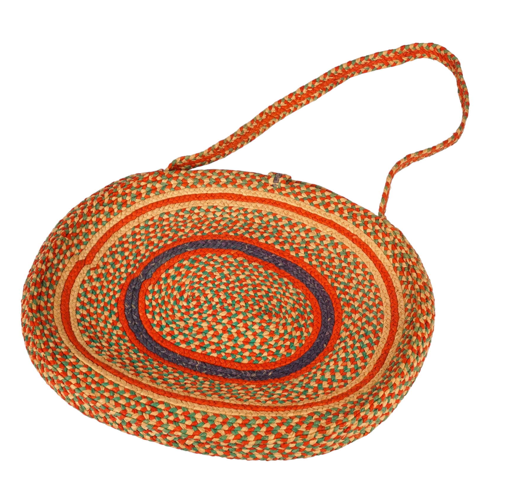 A 1970's woven raffia purse, 19"L x
