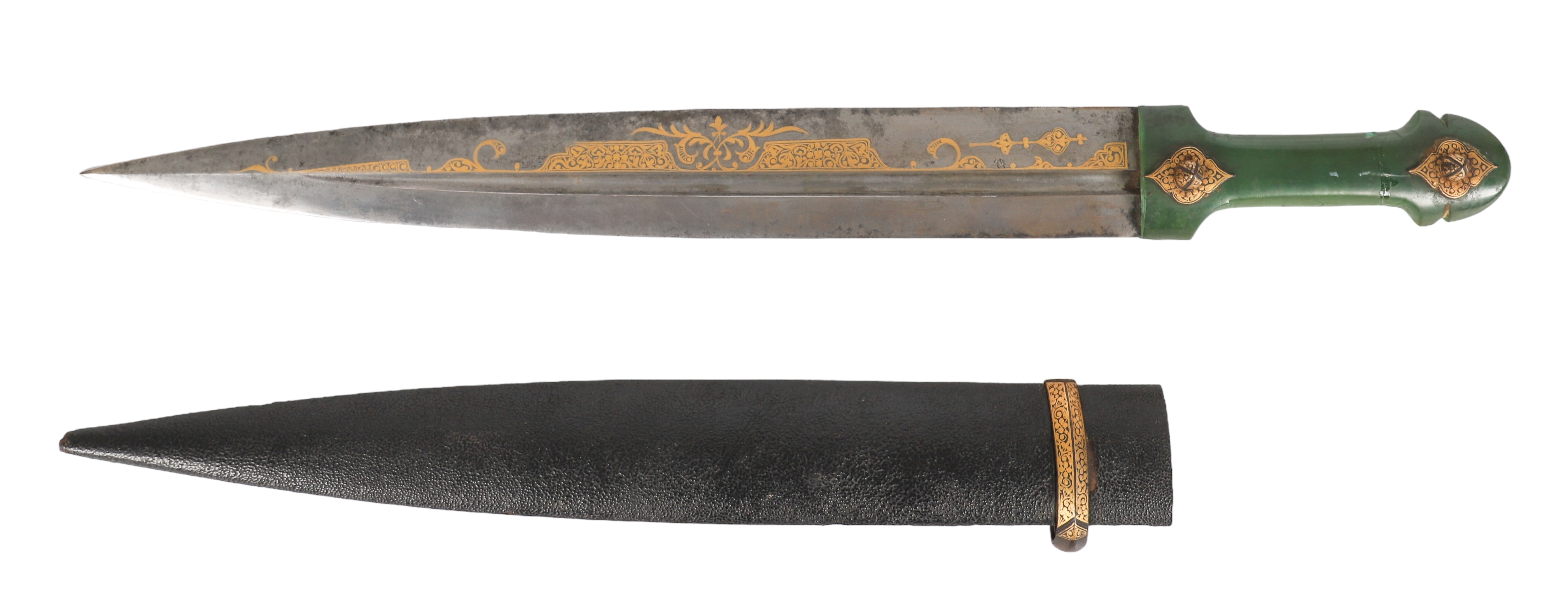 A 19th C inlaid kindjal dagger, a
