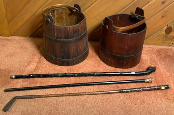 A 19th C. swing handle pine water