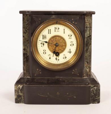 A 19th Century black slate mantel