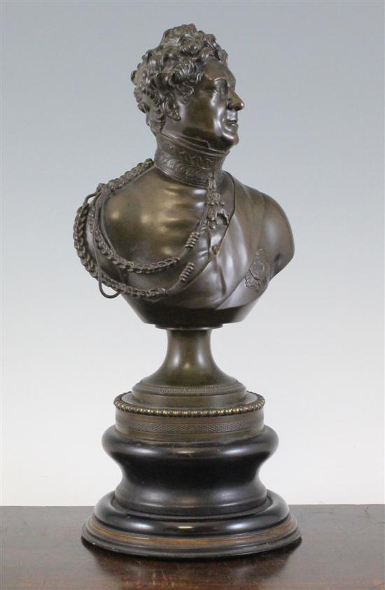A 19th century bronze bust of