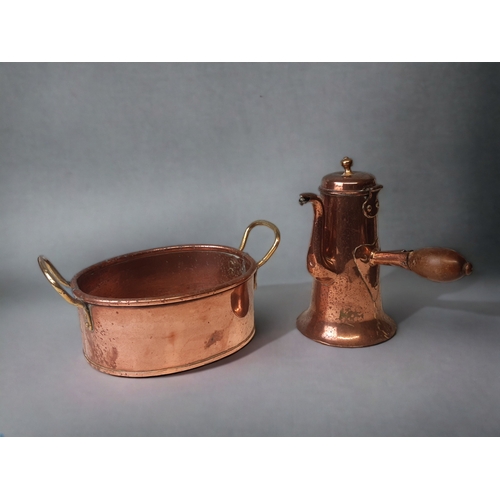 A 19TH CENTURY COPPER COFFEE POT,