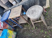 A 19TH CENTURY ELM STOOL with