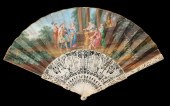 A 19TH CENTURY FAN WITH HAND P