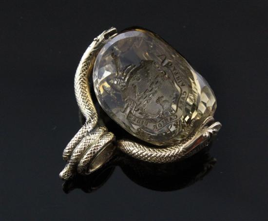A 19th century gold and citrine fob