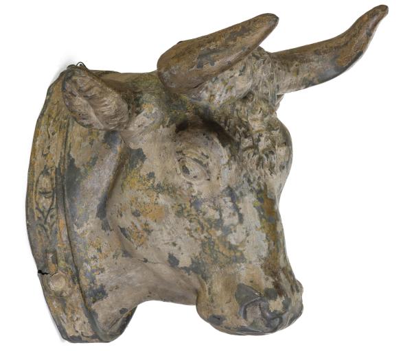 A 19TH CENTURY HOLLOW MOLDED ZINC