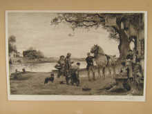 A 19th century print of a horse and