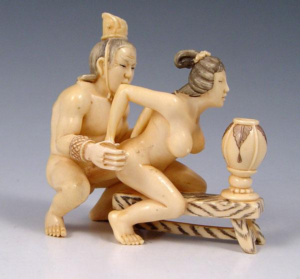 A 2 PIECE EROTICA CARVED IVORY