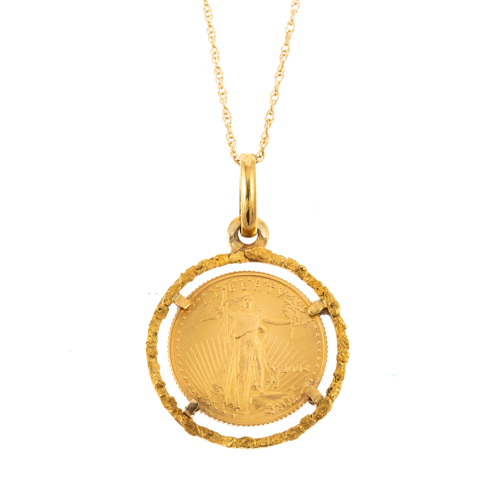 A 2004 $5 GOLD EAGLE COIN PENDANT &
