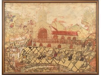 A 20th C. Batik artwork on cloth,