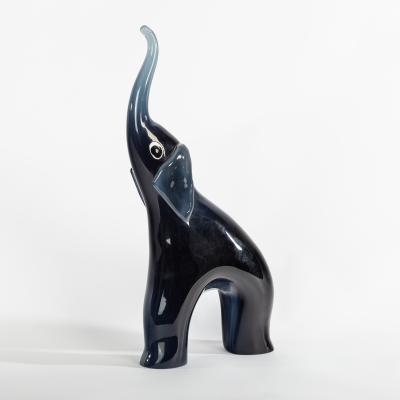 A 20th Century blue glass elephant,