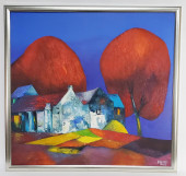 A 20TH CENTURY OIL ON CANVAS P