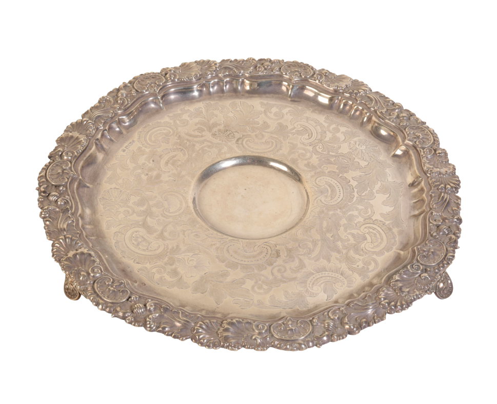 A 20TH CENTURY SILVER WINE WAITER