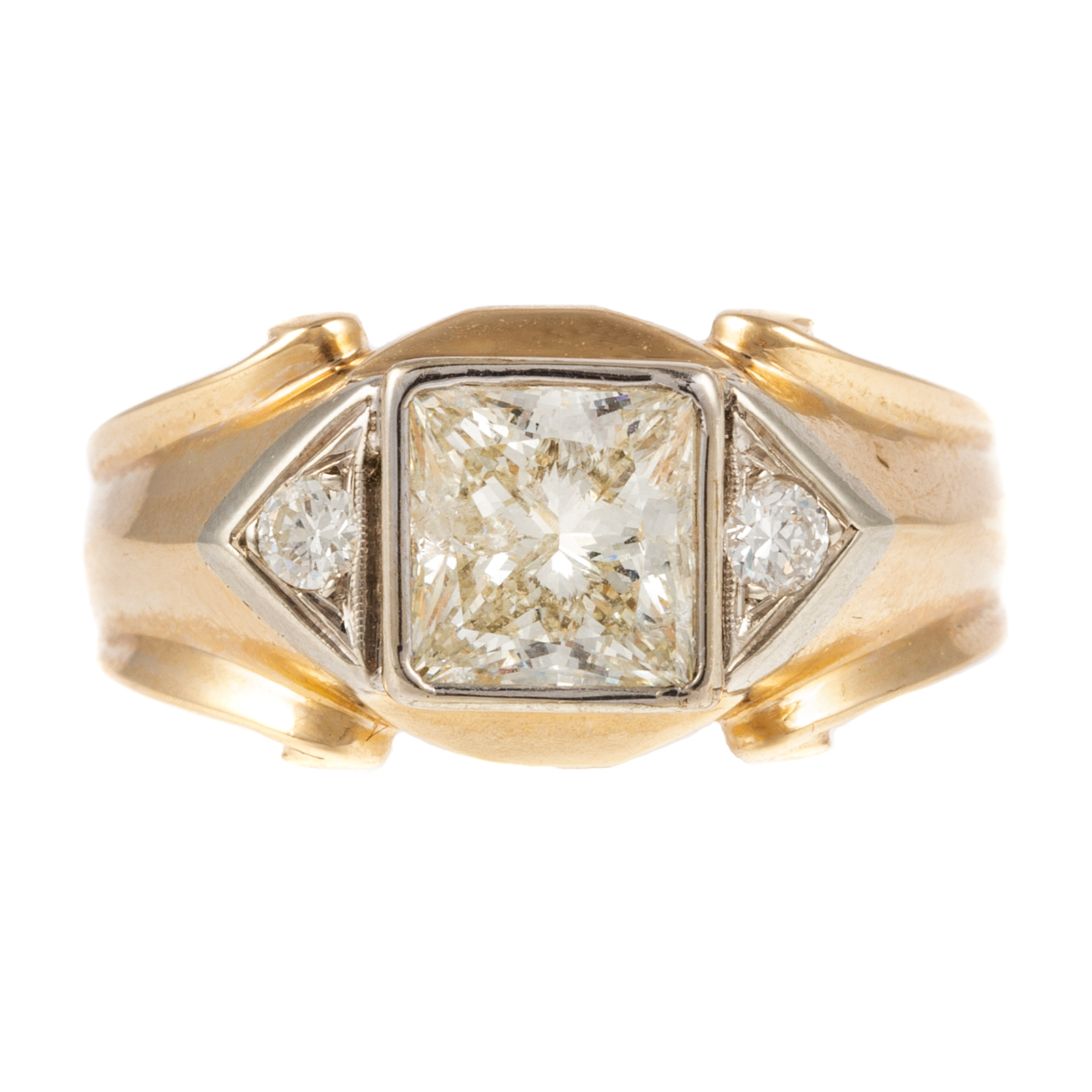A 2.21CT BEZEL SET DIAMOND RING