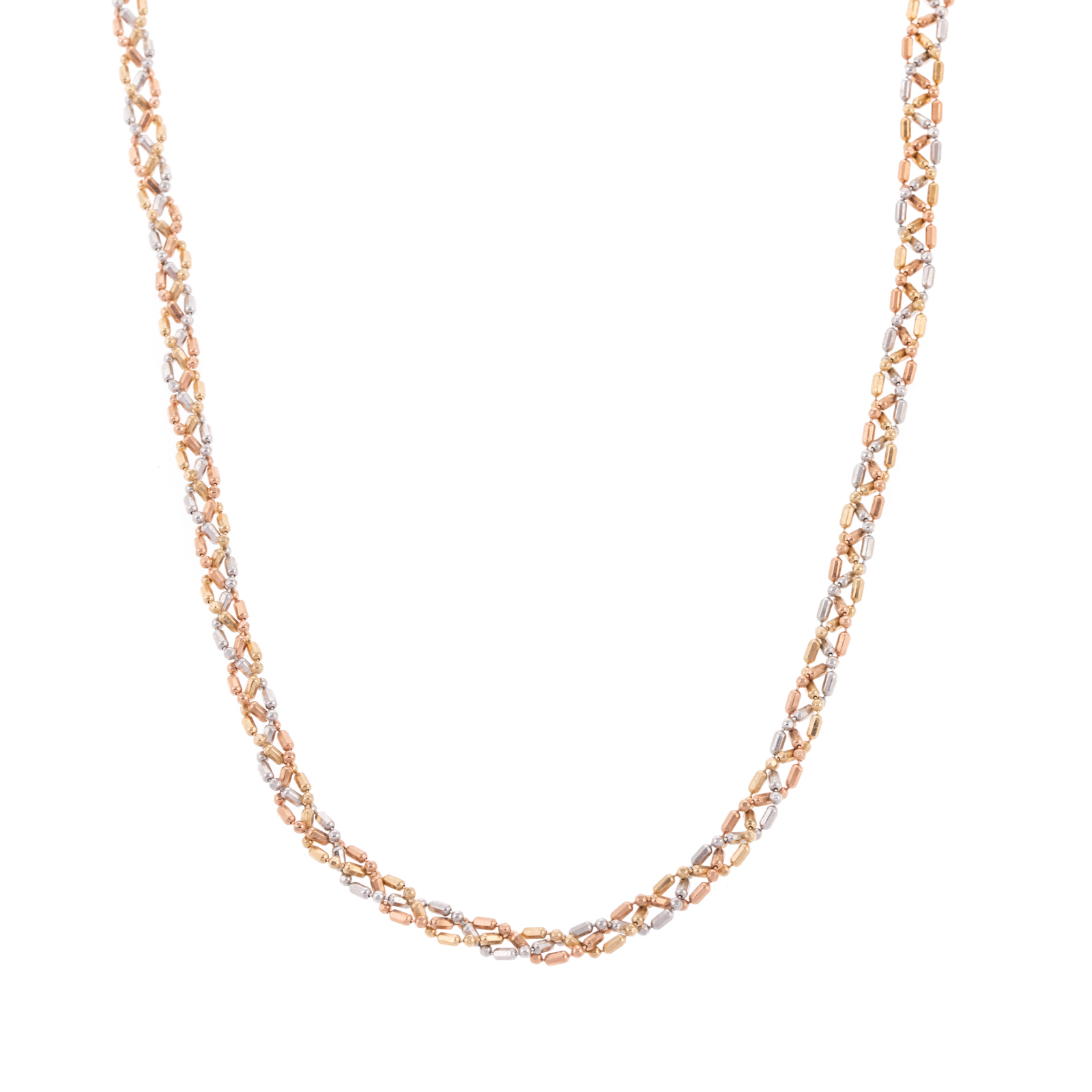 A 24 INCH TRI-COLOR GOLD CHAIN