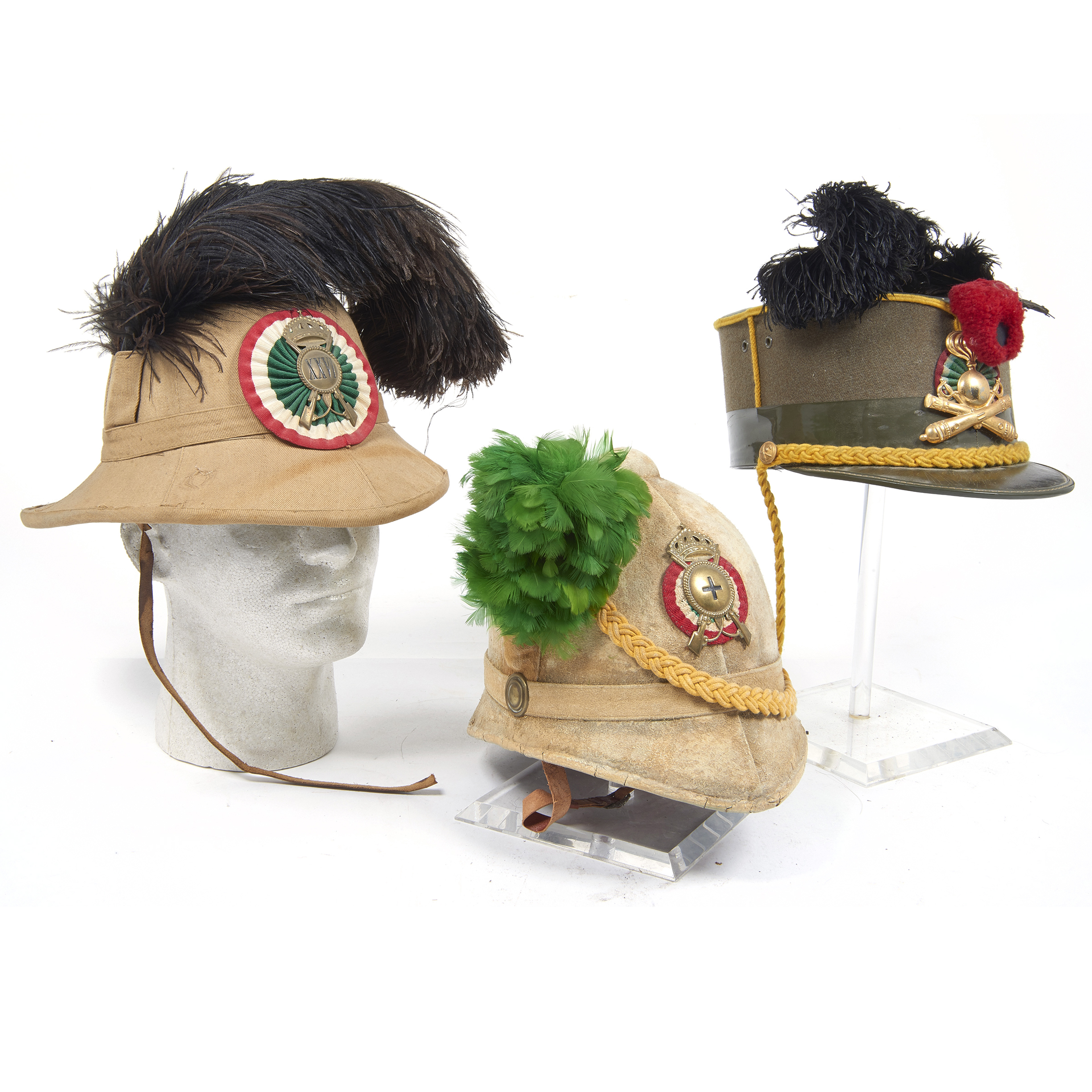 A (3) ITALIAN NORTH AFRICAN SHAKO