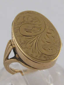 A 9 carat gold ''poison'' ring with