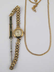 A 9 ct gold lady's wrist watch on a
