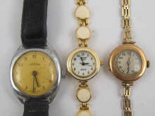 A 9 ct gold lady's wrist watch on a