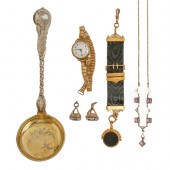 A 9ct gold and onyx watch fob