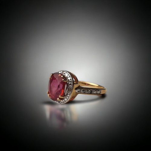 A 9ct gold ladies Ruby halo