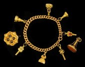 A 9ct gold link bracelet hung