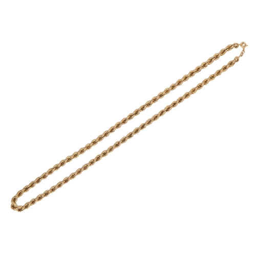 A 9ct gold rope necklace, 52cm l,