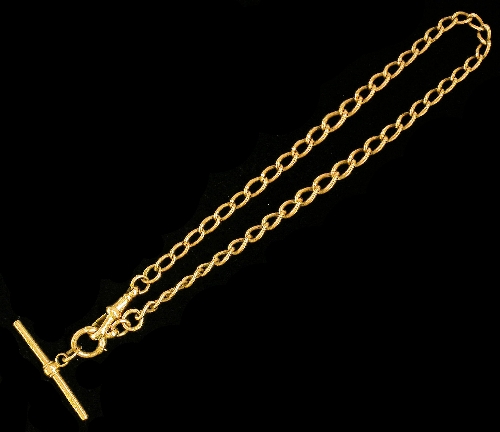 A 9ct rose gold 350mm Albert with