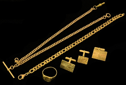 A 9ct rose gold chain link Albert