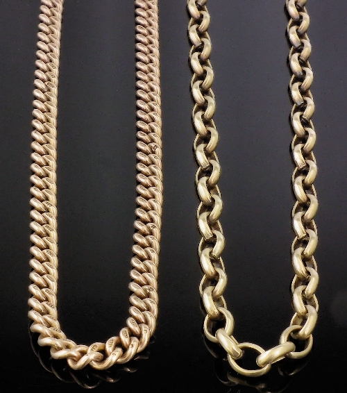 A 9ct rose gold graduated chain