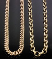 A 9ct rose gold graduated chai
