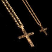 A 9ct yellow gold crucifix, 7.