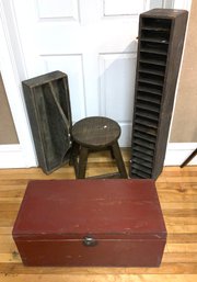 A antique tall wooden file/shelf