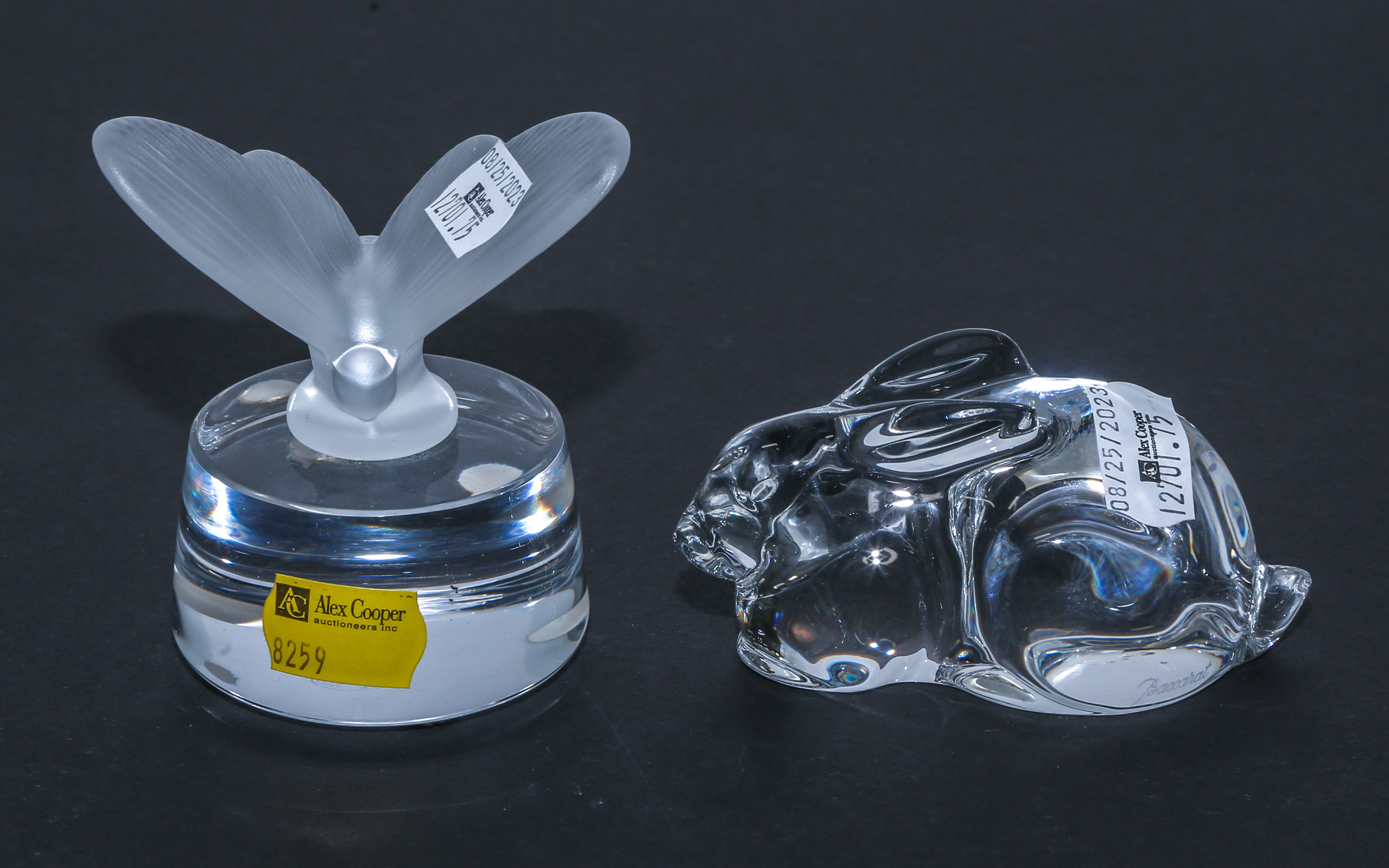 A BACCARAT BUTTERFLY & RABBIT