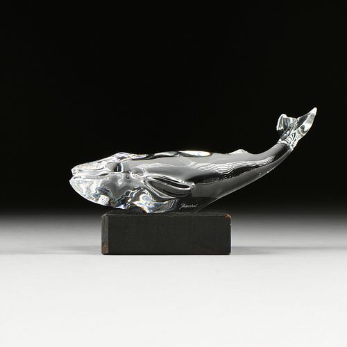 A BACCARAT WHALE PAPERWEIGHT,