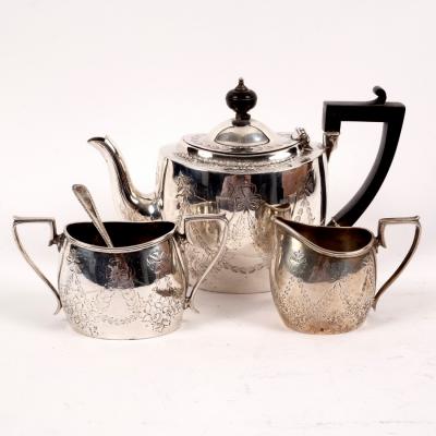 A bachelor's three-piece silver tea